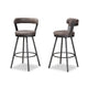 Baxton Studio Arcene Rustic and Industrial Antique Grey Fabric 2-Piece Swivel Bar Stool Set WHI-CA1802-Grey-BS