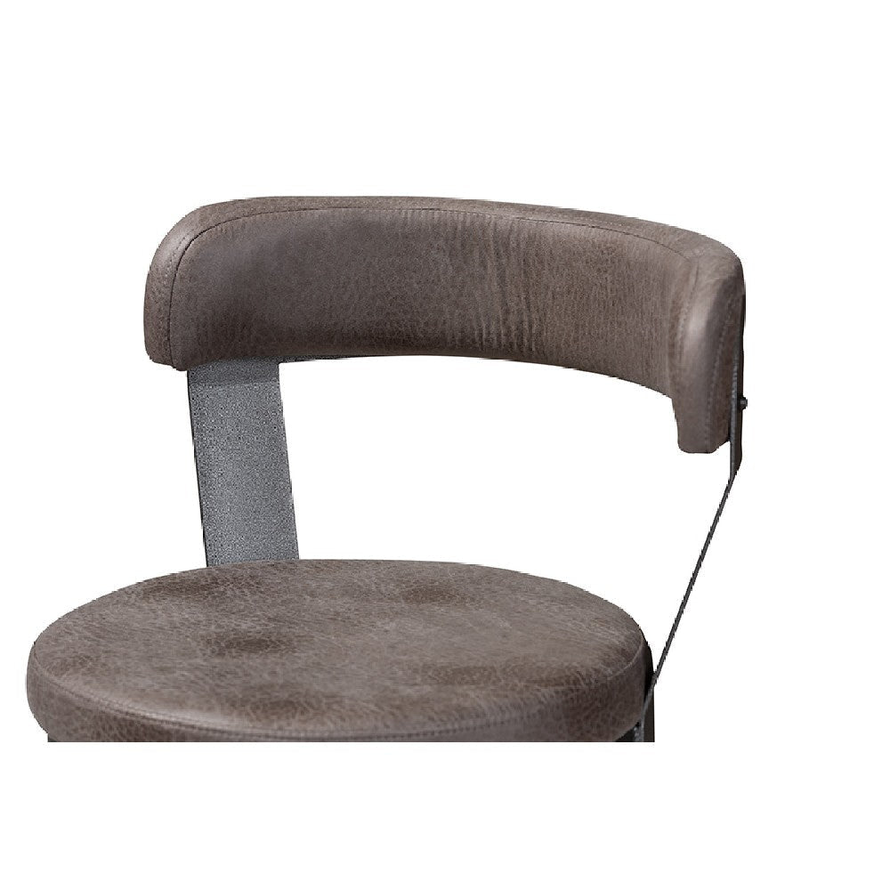 Baxton Studio Arcene Rustic and Industrial Antique Grey Fabric 2-Piece Swivel Bar Stool Set WHI-CA1802-Grey-BS