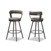 Baxton Studio Arcene Rustic and Industrial Antique Grey Fabric 2-Piece Swivel Bar Stool Set WHI-CA1802-Grey-BS
