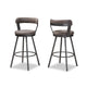 Baxton Studio Arcene Rustic and Industrial Antique Grey Fabric 2-Piece Swivel Bar Stool Set WHI-CA1802-Grey-BS
