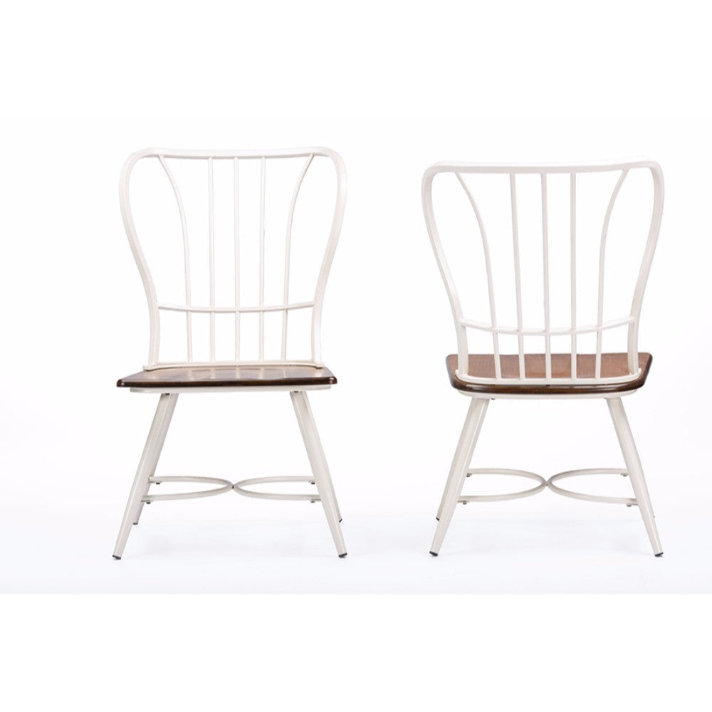 Baxton Studio Longford ’Dark-Walnut’ Wood and White Metal Vintage Industrial Dining Chair (Set of 2) WHI-CDC271-DS2-WWXX