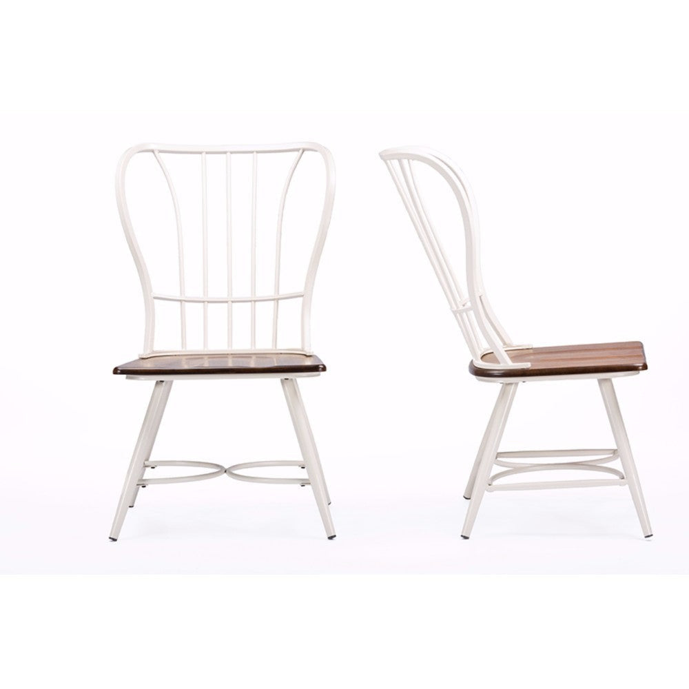 Baxton Studio Longford ’Dark-Walnut’ Wood and White Metal Vintage Industrial Dining Chair (Set of 2) WHI-CDC271-DS2-WWXX