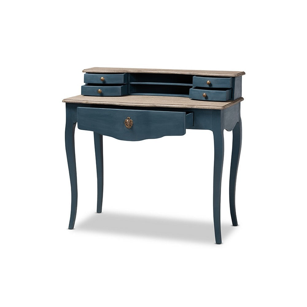 Baxton Studio Celestine French Provincial Blue Spruce Finished Wood Accent Writing Desk WHI-CES2-Blue-Spruce-Desk