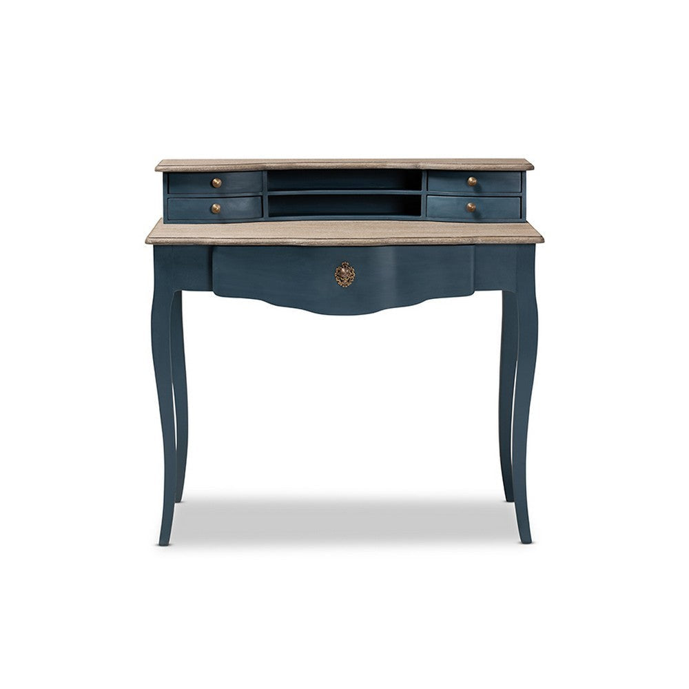 Baxton Studio Celestine French Provincial Blue Spruce Finished Wood Accent Writing Desk WHI-CES2-Blue-Spruce-Desk