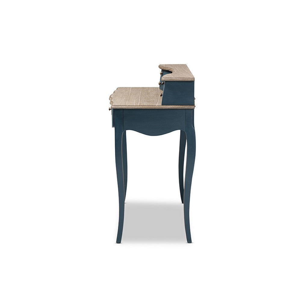 Baxton Studio Celestine French Provincial Blue Spruce Finished Wood Accent Writing Desk WHI-CES2-Blue-Spruce-Desk