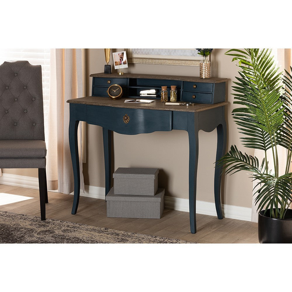 Baxton Studio Celestine French Provincial Blue Spruce Finished Wood Accent Writing Desk