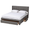 Baxton Studio Coronado Mid-Century Modern Transitional Grey Fabric Full Size 3-Drawer Storage Platform Bed