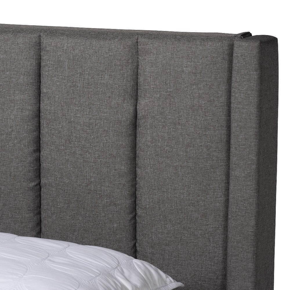 Baxton Studio Coronado Mid-Century Modern Transitional Grey Fabric Full Size 3-Drawer Storage Platform Bed