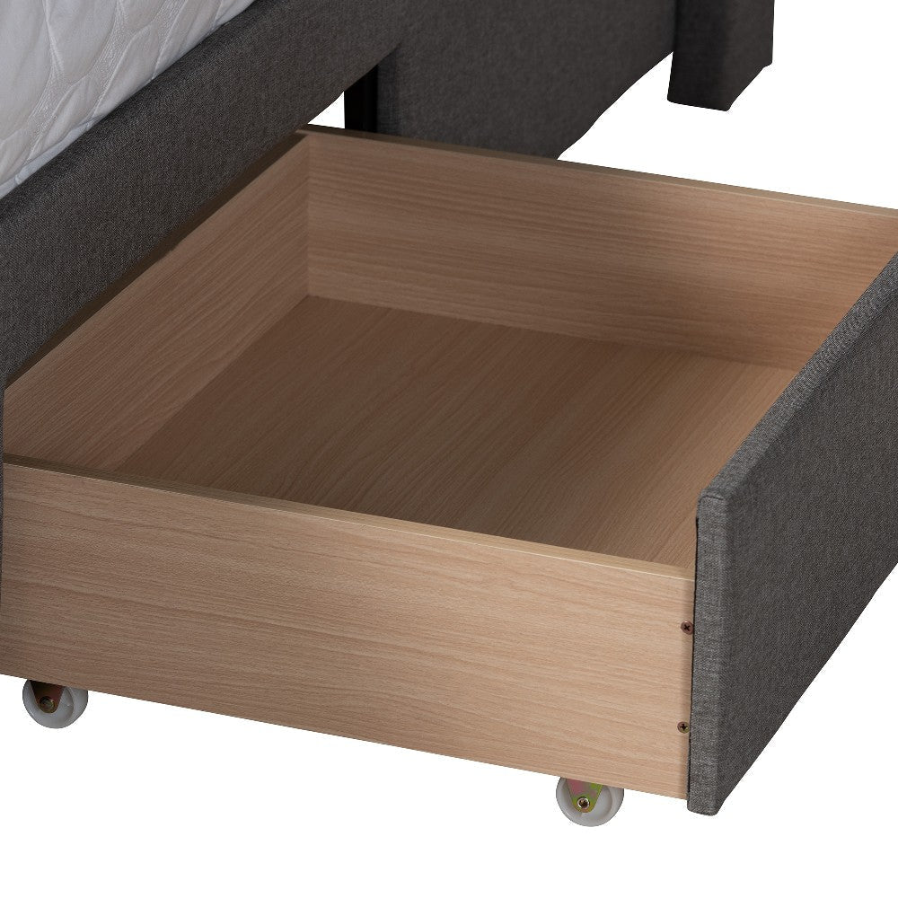 Baxton Studio Coronado Mid-Century Modern Transitional Grey Fabric Full Size 3-Drawer Storage Platform Bed