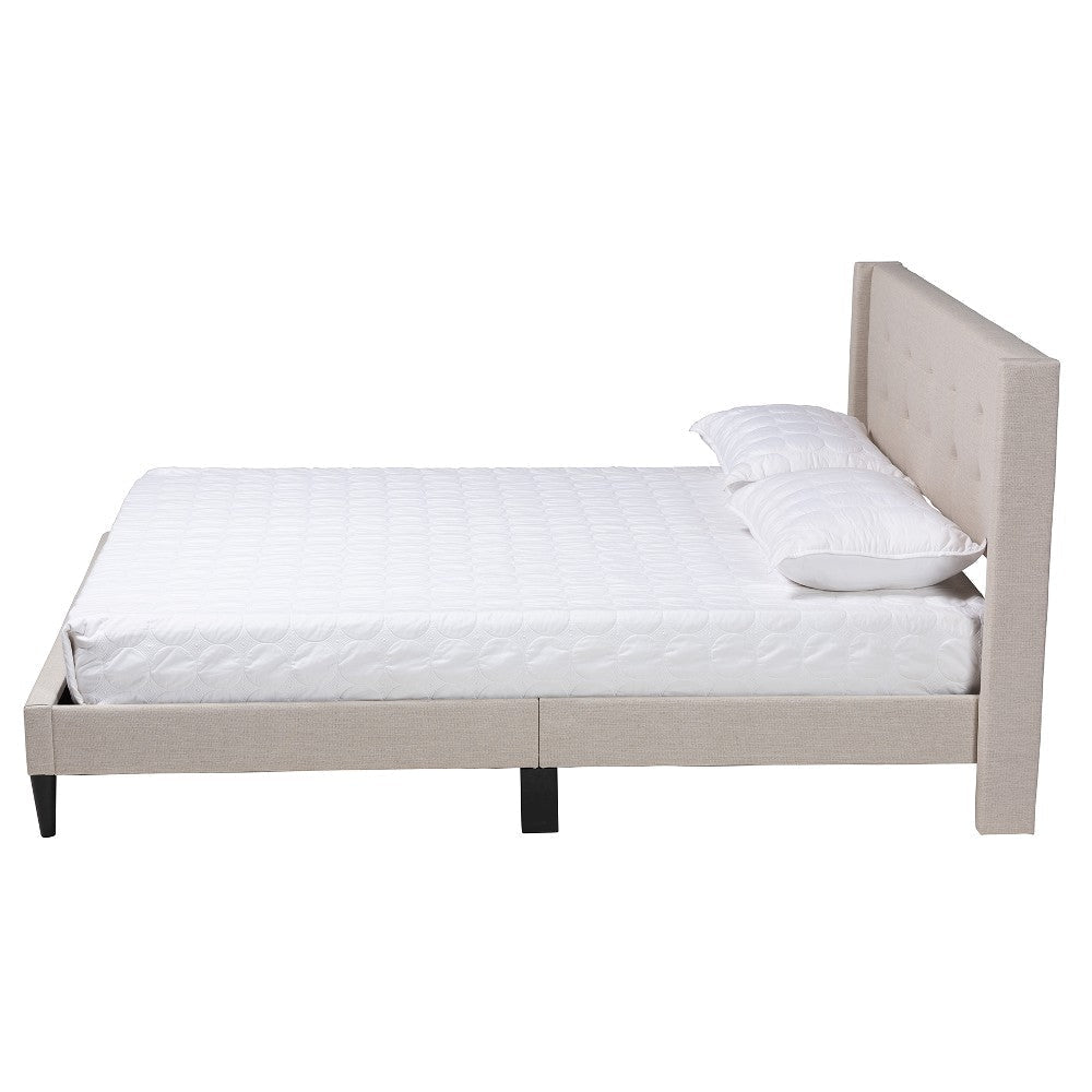 Baxton Studio Casol Mid-Century Modern Transitional Beige Fabric Upholstered Full Size Platform Bed
