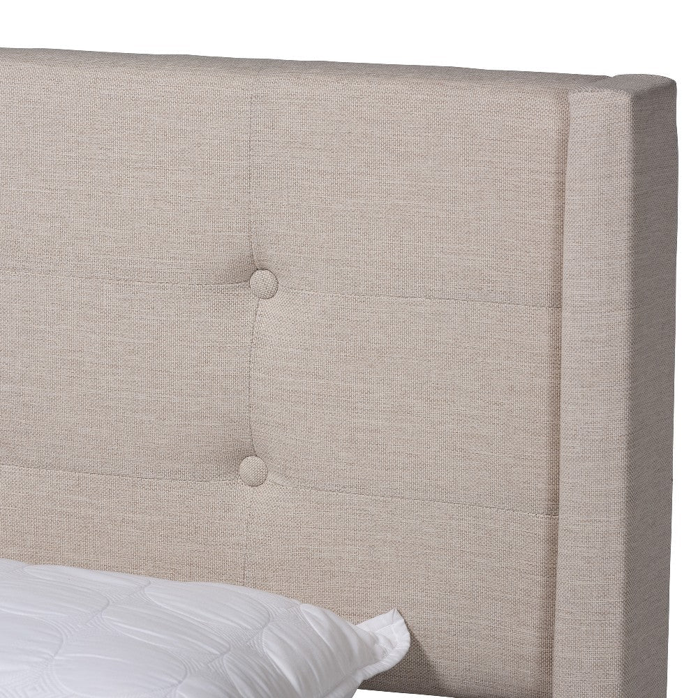 Baxton Studio Casol Mid-Century Modern Transitional Beige Fabric Upholstered Full Size Platform Bed