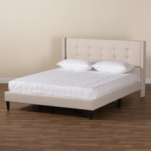 Baxton Studio Casol Mid-Century Modern Transitional Beige Fabric Upholstered Full Size Platform Bed