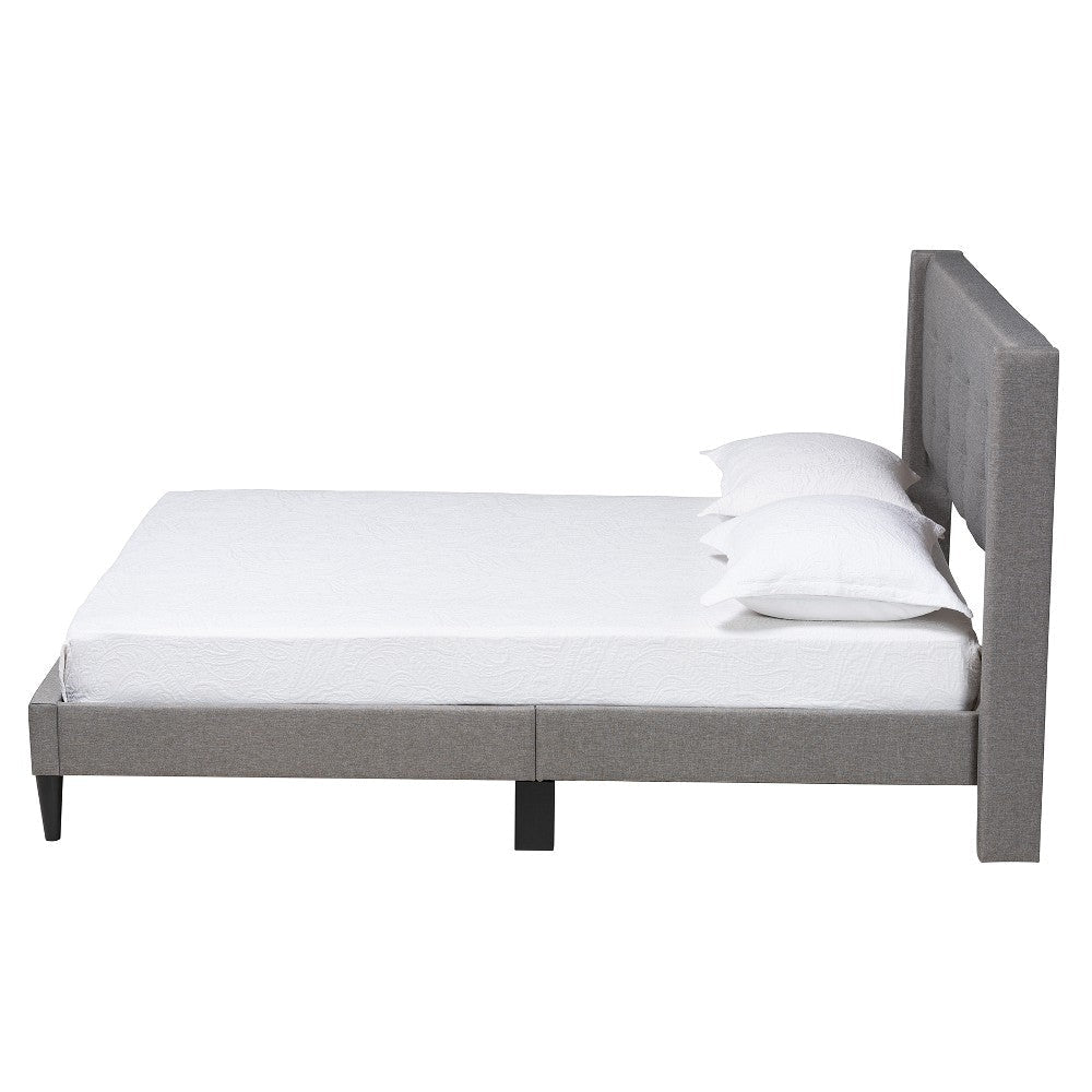 Baxton Studio Casol Mid-Century Modern Transitional Grey Fabric Upholstered Full Size Platform Bed