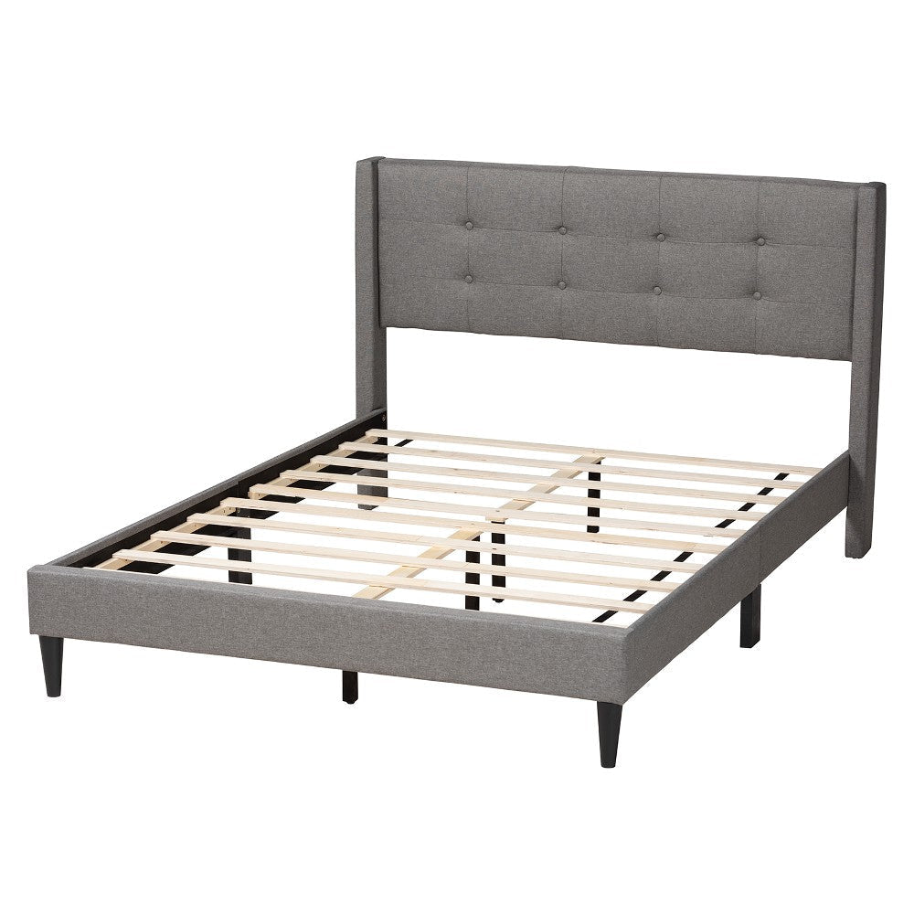 Baxton Studio Casol Mid-Century Modern Transitional Grey Fabric Upholstered Full Size Platform Bed