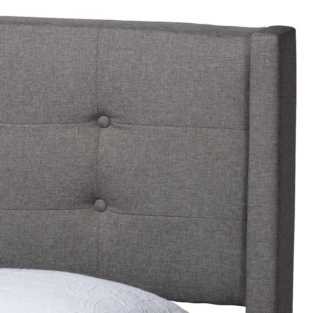 Baxton Studio Casol Mid-Century Modern Transitional Grey Fabric Upholstered Full Size Platform Bed