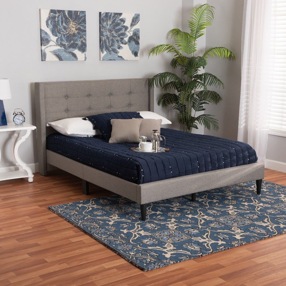 Baxton Studio Casol Mid-Century Modern Transitional Grey Fabric Upholstered Full Size Platform Bed