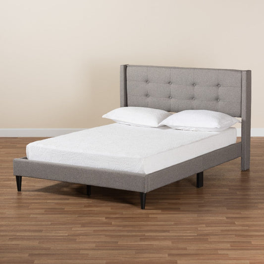 Baxton Studio Casol Mid-Century Modern Transitional Grey Fabric Upholstered Full Size Platform Bed