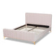 Baxton Studio Nami Modern Contemporary Glam and Luxe Light Pink Velvet Fabric Upholstered and Gold Finished Full Size Platform Bed