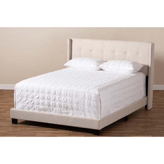Baxton Studio Lisette Modern and Contemporary Beige Fabric Upholstered King Size Bed