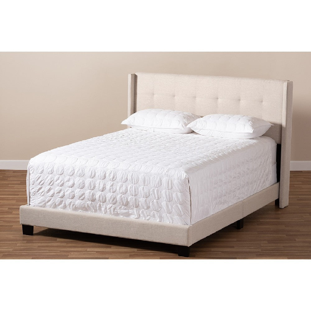 Baxton Studio Lisette Modern and Contemporary Beige Fabric Upholstered King Size Bed