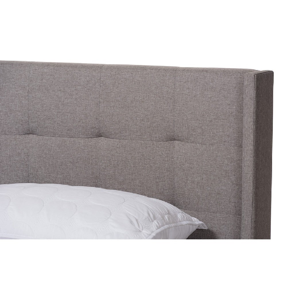 Baxton Studio Lisette Modern and Contemporary Grey Fabric Upholstered King Size Bed
