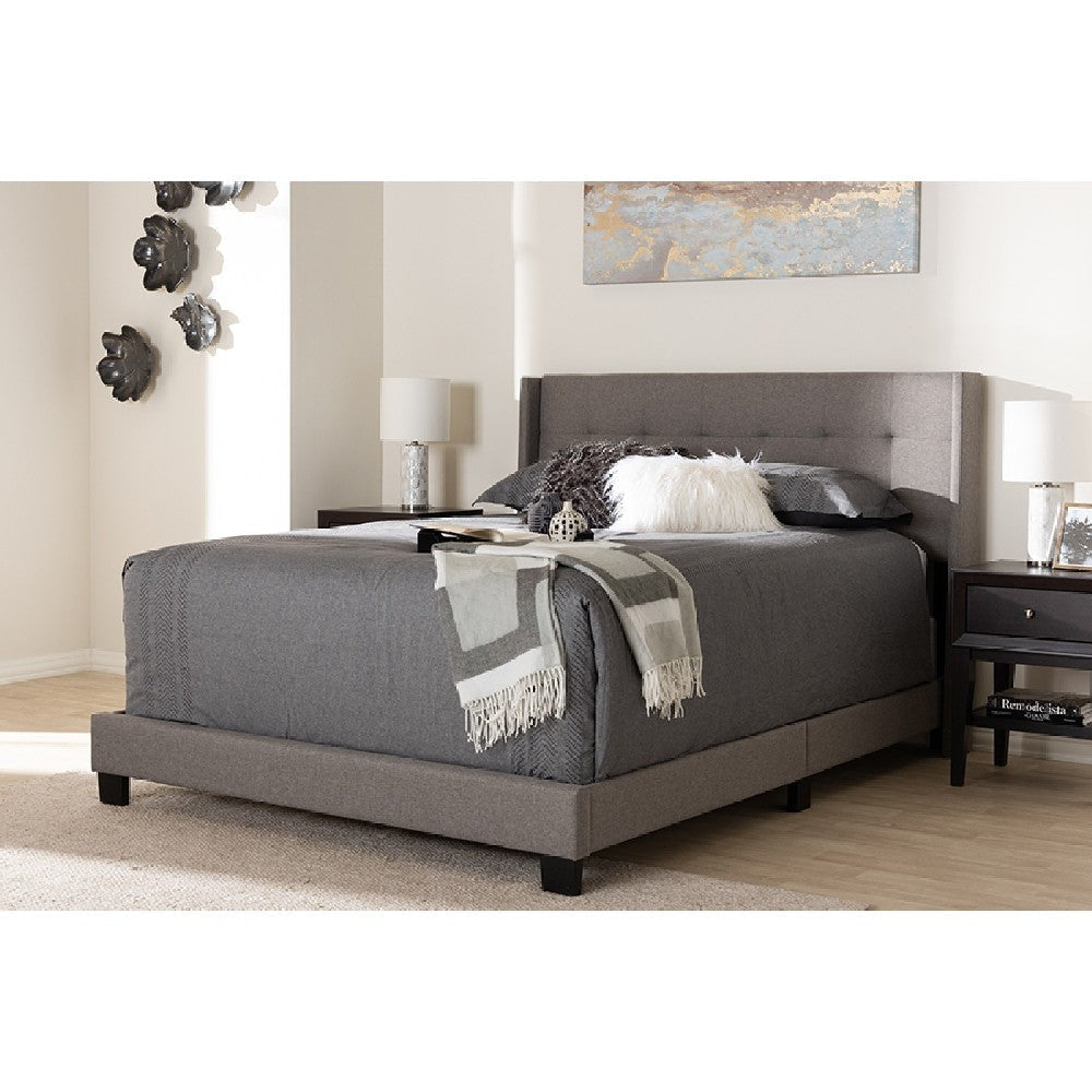 Baxton Studio Lisette Modern and Contemporary Grey Fabric Upholstered King Size Bed