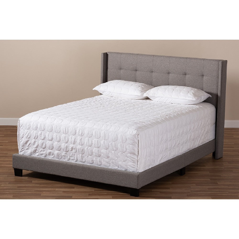 Baxton Studio Lisette Modern and Contemporary Grey Fabric Upholstered King Size Bed