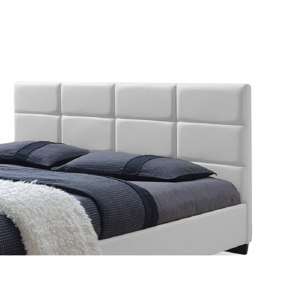 Baxton Studio Vivaldi Modern and Contemporary White Faux Leather Padded Platform Base Full Size Bed Frame