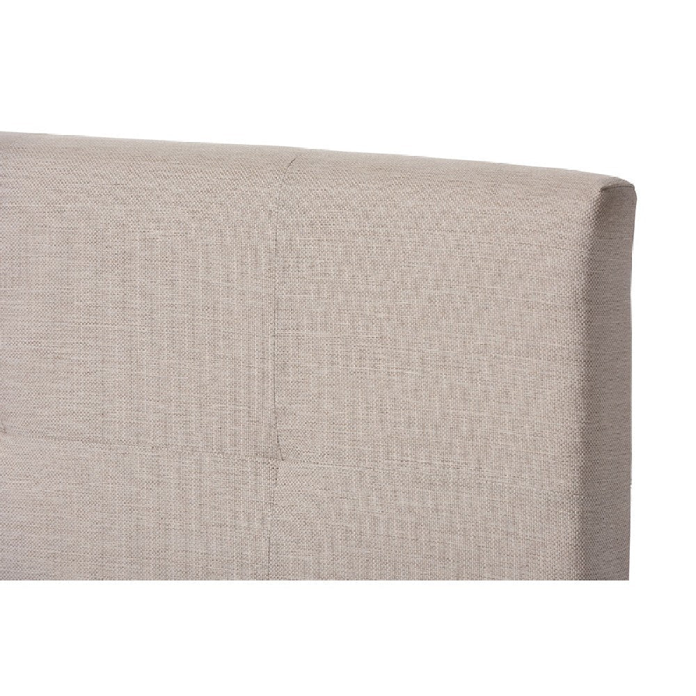 Baxton Studio Brookfield Modern and Contemporary Beige Fabric Upholstered Grid-tufting King Size Bed
