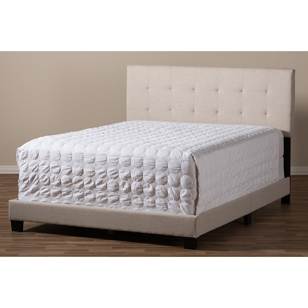 Baxton Studio Brookfield Modern and Contemporary Beige Fabric Upholstered Grid-tufting King Size Bed