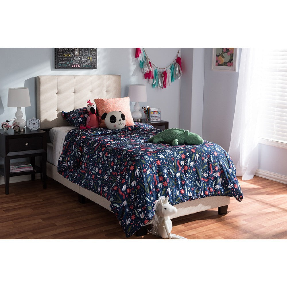 Baxton Studio Brookfield Modern and Contemporary Beige Fabric Twin Size Bed