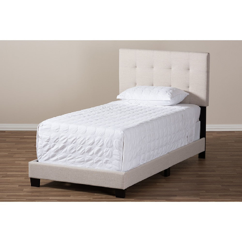 Baxton Studio Brookfield Modern and Contemporary Beige Fabric Twin Size Bed