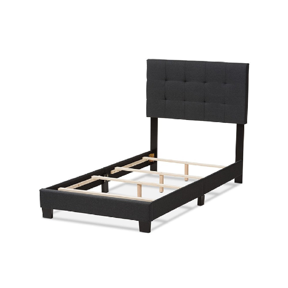 Baxton Studio Brookfield Modern and Contemporary Charcoal Grey Fabric Twin Size Bed