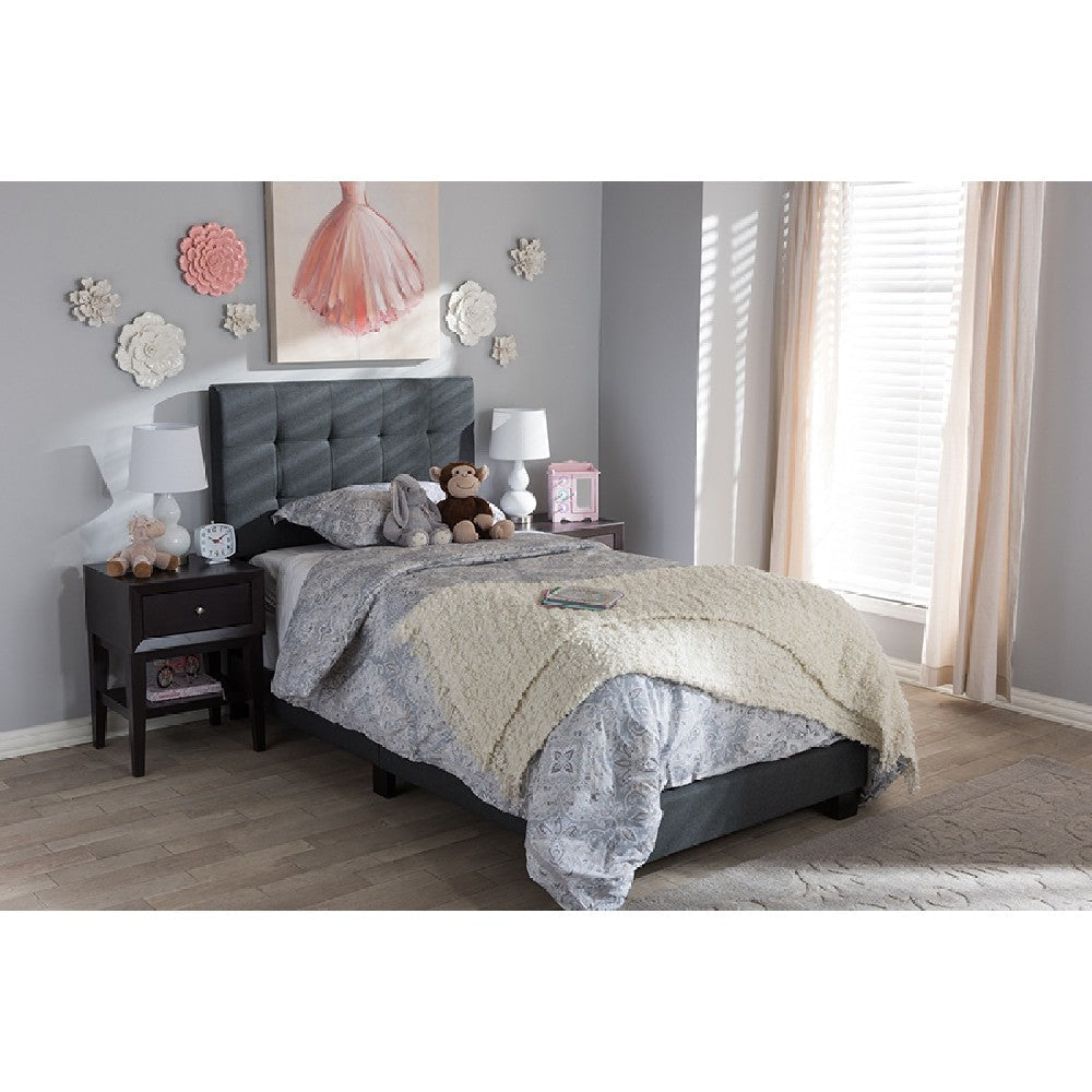 Baxton Studio Brookfield Modern and Contemporary Charcoal Grey Fabric Twin Size Bed