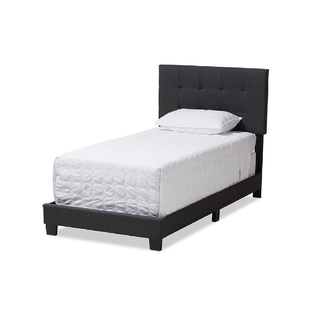 Baxton Studio Brookfield Modern and Contemporary Charcoal Grey Fabric Twin Size Bed