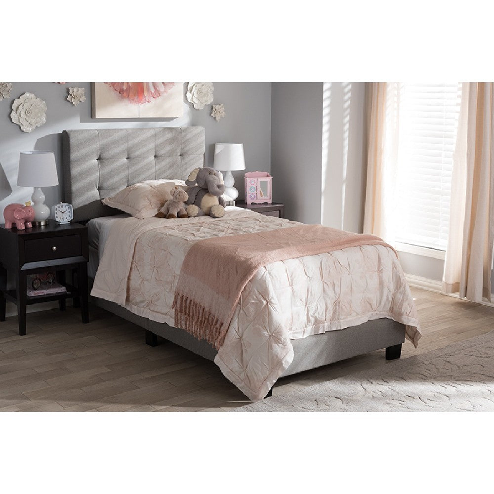 Baxton Studio Brookfield Modern and Contemporary Light Grey Fabric Twin Size Bed