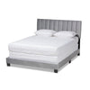 Baxton Studio Clare Glam and Luxe Grey Velvet Fabric Upholstered King Size Panel Bed with Channel Tufted Headboard