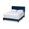 Baxton Studio Clare Glam and Luxe Navy Blue Velvet Fabric Upholstered King Size Panel Bed with Channel Tufted Headboard