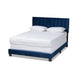 Baxton Studio Clare Glam and Luxe Navy Blue Velvet Fabric Upholstered King Size Panel Bed with Channel Tufted Headboard