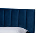 Baxton Studio Clare Glam and Luxe Navy Blue Velvet Fabric Upholstered Queen Size Panel Bed with Channel Tufted Headboard