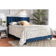 Baxton Studio Clare Glam and Luxe Navy Blue Velvet Fabric Upholstered Queen Size Panel Bed with Channel Tufted Headboard