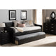 Baxton Studio Barnstorm Modern and Contemporary Black Faux Leather Upholstered Daybed with Guest Trundle Bed