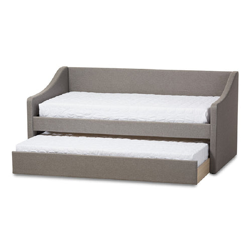 Baxton Studio Barnstorm Modern and Contemporary Grey Fabric Upholstered Daybed with Guest Trundle Bed