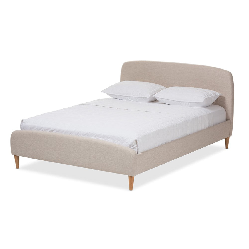 Baxton Studio Mia Mid-Century Light Beige Fabric Upholstered Full Size Platform Bed WHI-CF8814-Light-Beige-Full