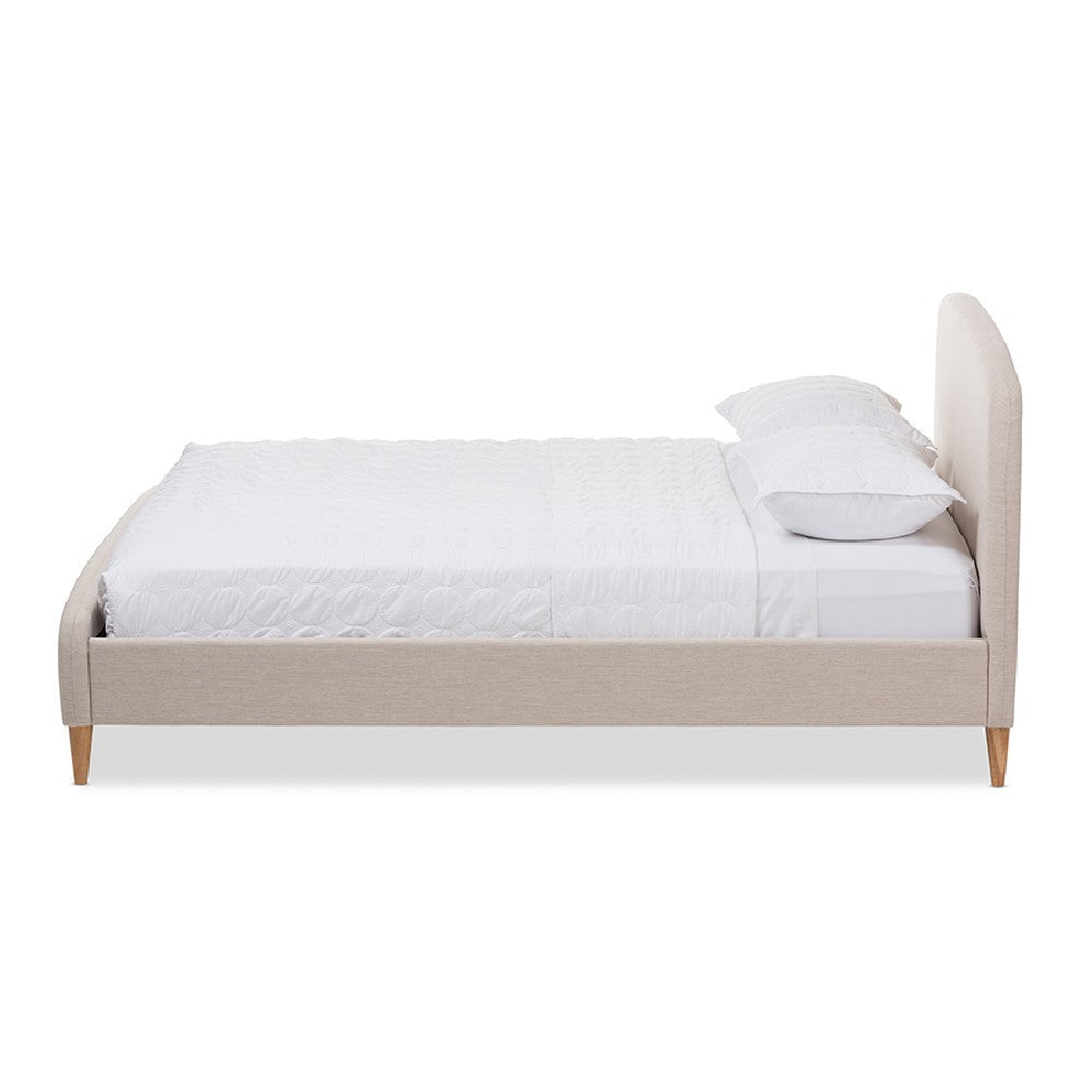 Baxton Studio Mia Mid-Century Light Beige Fabric Upholstered Full Size Platform Bed WHI-CF8814-Light-Beige-Full