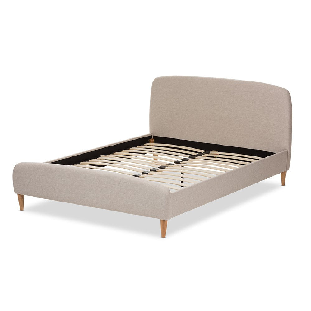 Baxton Studio Mia Mid-Century Light Beige Fabric Upholstered Full Size Platform Bed WHI-CF8814-Light-Beige-Full