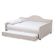 Baxton Studio Eliza Modern and Contemporary Light Beige Fabric Upholstered Full Size Daybed with Trundle WHI-CF8940-Light-Beige-Daybed-F-T
