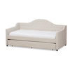 Baxton Studio Perry Modern and Contemporary Light Beige Fabric Daybed with Trundle WHI-CF8940-Light-Beige-Daybed