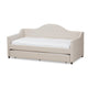 Baxton Studio Perry Modern and Contemporary Light Beige Fabric Daybed with Trundle WHI-CF8940-Light-Beige-Daybed