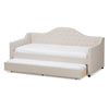 Baxton Studio Perry Modern and Contemporary Light Beige Fabric Daybed with Trundle WHI-CF8940-Light-Beige-Daybed